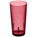 A red Cambro plastic tumbler with a rim.