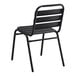 A black metal Lancaster Table & Seating outdoor side chair with a backrest.