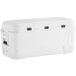 A white Igloo Marine cooler with black hinges and comfort grip handles.