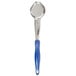 A Vollrath blue plastic spoon with a blue handle and oval bowl.