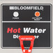 A Bloomfield hot water dispenser with a red handle and white text.