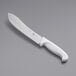 A Choice 8" butcher knife with a white handle.