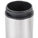 A silver stainless steel American Metalcraft salt and pepper shaker set with black lids.