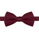 A close-up of a burgundy Henry Segal poly-satin bow tie with an adjustable band.
