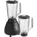 Two Galaxy commercial bar blenders with polycarbonate containers and lids.