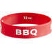 A white silicone wristband with the word "BBQ" in white text.