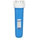 A blue 3M water filter with a white lid.