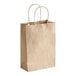 A brown natural kraft paper shopping bag with handles.