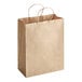 A brown paper bag with handles.