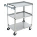 Vollrath 97326 Knocked Down Stainless Steel 3 Shelf Utility Cart - 30 7/8" x 17 3/4" x 33 3/4" Main Thumbnail 1