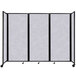 A Versare marble gray SoundSorb folding room divider with four panels.