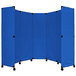 A blue Versare MP10 folding partition screen with wheels.