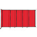A red Versare StraightWall wall-mounted room divider.