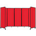 A red Versare foldable room divider with a black frame.