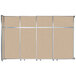 A beige Versare sliding room divider with fabric panels.