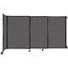 A Versare charcoal gray wall-mounted sliding room divider with three panels.
