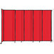 A red room divider with black lines.
