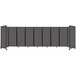 A Versare charcoal gray room divider with four panels.