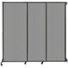 A light gray Versare Quick-Wall sliding room divider with a black frame.