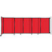 A red Versare StraightWall room divider with black frame.