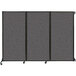 A Versare charcoal gray wall-mounted folding room divider with a black frame.