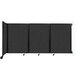 A black Versare wall-mounted room divider with three panels.