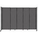 A Versare charcoal grey room divider with wheels.