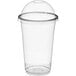 A clear plastic Choice 16 oz. plastic cup with a dome lid.