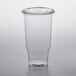 A clear plastic Choice HD pedestal cup with a flat plastic lid.