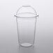 A clear plastic Choice 16 oz. plastic cup with a dome lid.