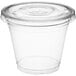 A Choice clear plastic cup with a flat lid.