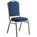 Lancaster Table & Seating Navy Fabric Crown Back Stackable Banquet Chair with Silver Vein Frame Main Thumbnail 3
