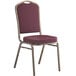 Lancaster Table & Seating Burgundy Pattern Fabric Crown Back Stackable Banquet Chair with Gold Vein Frame Main Thumbnail 3