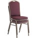 Lancaster Table & Seating Burgundy Pattern Fabric Crown Back Stackable Banquet Chair with Gold Vein Frame Main Thumbnail 5