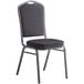 Lancaster Table & Seating Black Pattern Fabric Crown Back Stackable Banquet Chair with Silver Vein Frame Main Thumbnail 3