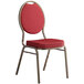 Lancaster Table & Seating Red Pattern Fabric Teardrop Back Stackable Banquet Chair with Gold Vein Frame Main Thumbnail 3