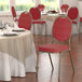 Lancaster Table & Seating Red Pattern Fabric Teardrop Back Stackable Banquet Chair with Gold Vein Frame Main Thumbnail 1