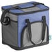 A blue and grey Choice insulated cooler bag with a black handle.