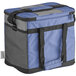 A blue and black Choice insulated cooler bag with a zipper.