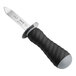 A Schraf New Haven style oyster knife with a black TPRgrip handle and silver blade.