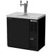 A black Beverage-Air wine dispenser with a black and silver triple tap and a white background.