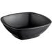 A black square melamine bowl with a black rim.