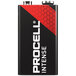 A black and red Duracell Procell battery with white text and a black and white logo.