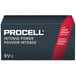 A black box of 12 Duracell Procell Intense Power 9V batteries with white text and a red label.