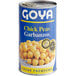 A case of 12 cans of Goya chick peas.