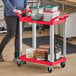 Choice Red Utility / Bussing Cart with Two Shelves - 32" x 16" Main Thumbnail 1