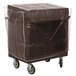 Cambro TDCR12131 Dark Brown Tray and Dish Cart with Cutlery Rack and Protective Vinyl Cover Main Thumbnail 1