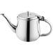 A stainless steel Choice gooseneck teapot with a lid and handle.