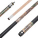 A Mizerak pool cue with a Realtree camouflage pattern on the wooden shaft.