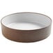 A brown and white Cal-Mil stoneware melamine bowl.